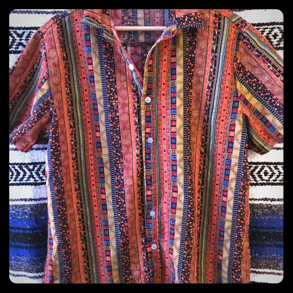 Boho Geometric Pattern button up. - Picture 1 of 5